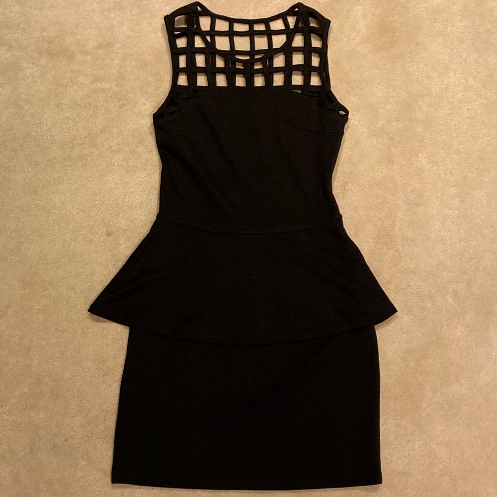 Poof Couture Black Peplum Dress